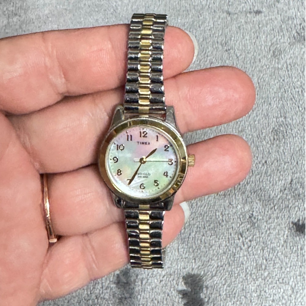 Timex Indiglo Women Watch Mother of Pearl Dial T2M828 Two Tone Expansion Band